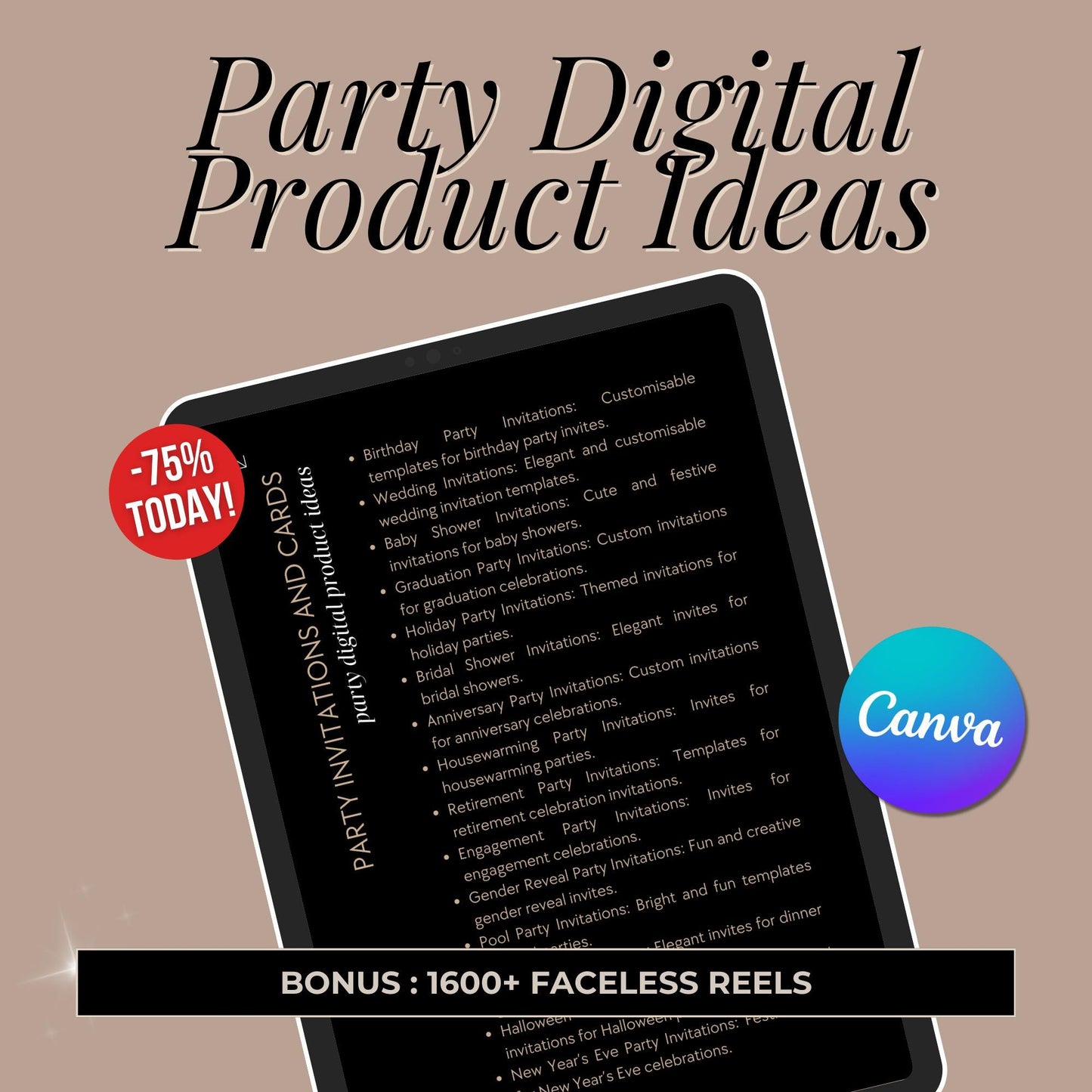 100+ Party Digital Product Ideas